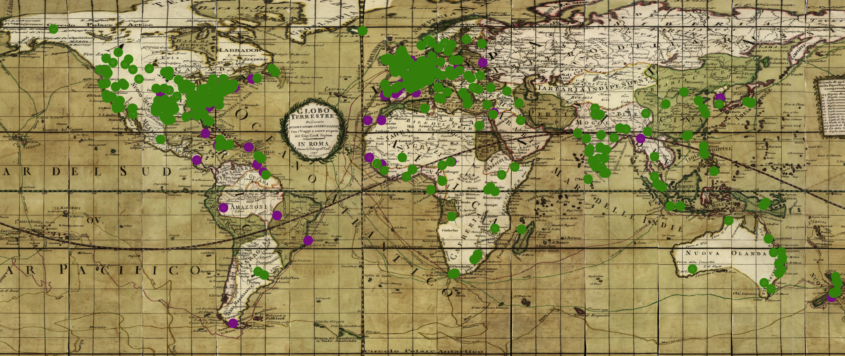Comparative map showing Crusoe and Ceylon