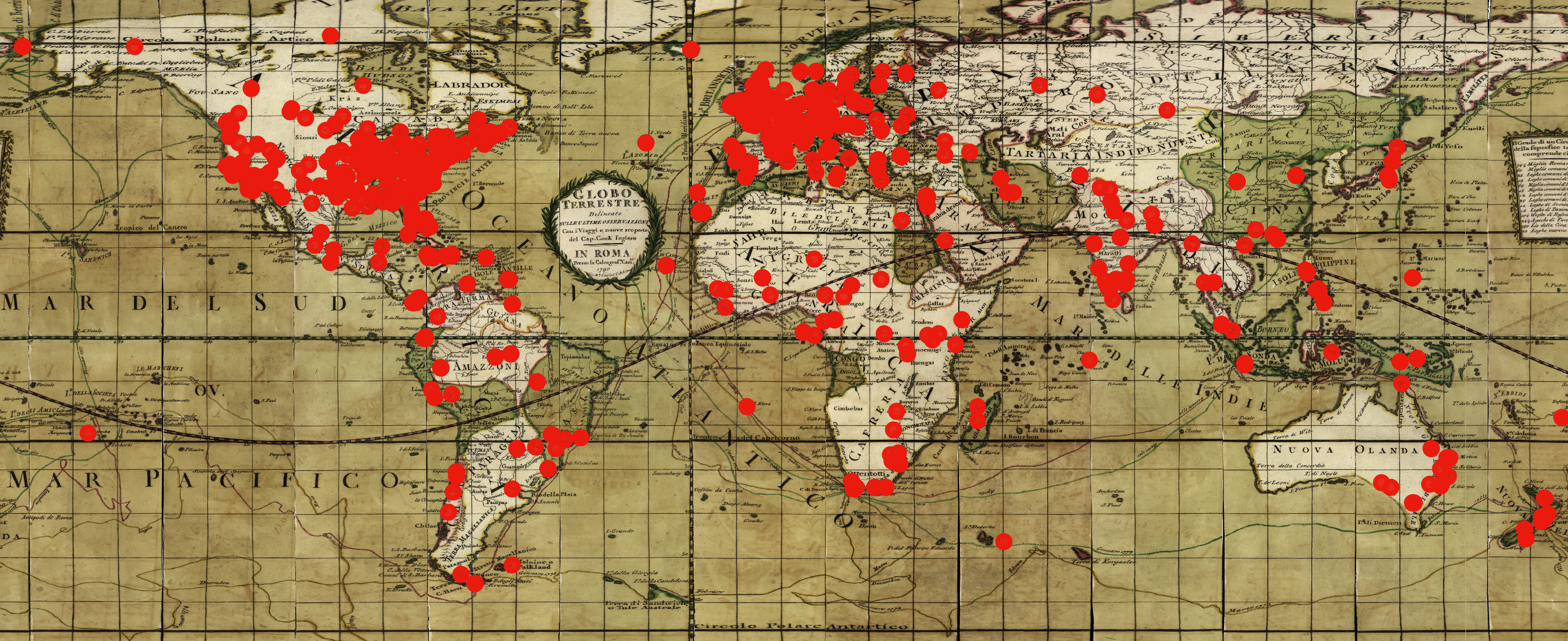 Map showing the locations in Robinson Crusoe.