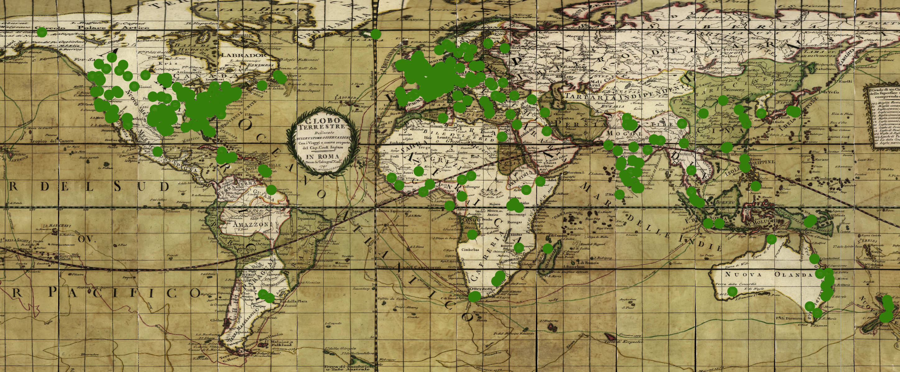 Map showing the locations in An Historical Relation Of The Island Ceylon In The East Indies.